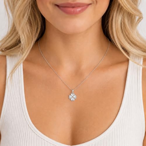 Dainty Gold Necklaces for Women Trendy Non Tarnish 14K Gold Plated Cubic Zirconia Necklace Layered Simple Cute Four Leaf Clover Choker Jewelry Birthday Gifts - color: Silver, style: Glossy