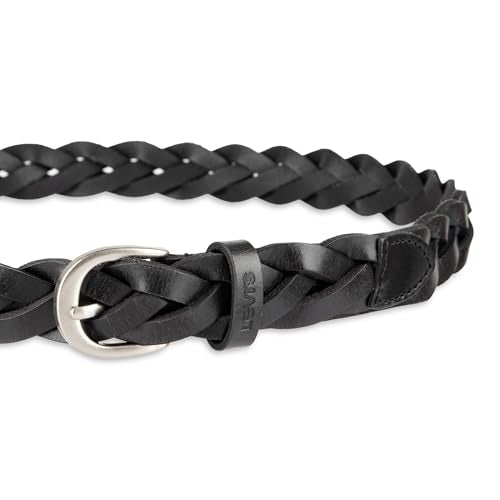 Levi's Women's Fully Adjustable Casual Leather Braided Belt for Jeans and Dresses - color: Black Braid, size: Small