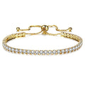 CiNily Adjustable Tennis Bracelets for Women Teen Girls Rainbow Cubic Zirconia Bracelet 14K White Gold Plated Hypoallergenic Slider Bracelet Jewelry Gift - color: Adjustable bracelet-Yellow Gold