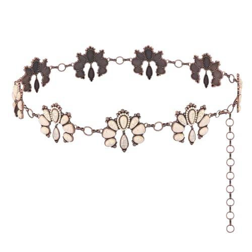 Montana West Rustic Couture's Large Western Concho Metal Belts for Women Cowgirl - color: Angel Snow White