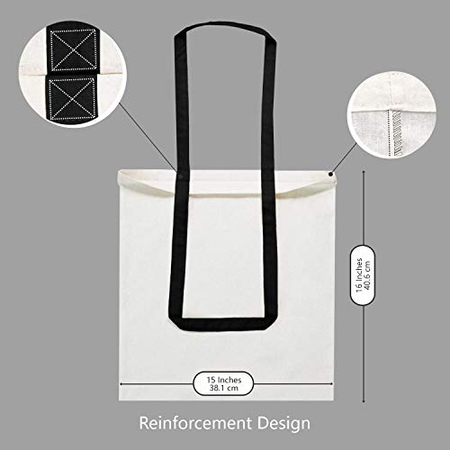 TOPDesign 5-Pack Economical Cotton Tote Bag, Lightweight Medium Reusable Grocery Shopping Cloth Bags, Suitable for DIY, Advertising, Promotion, Gift, Activity - color: Black/Natural, size: Medium