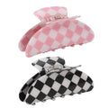 2PCS Checkered Hair Clips for Women Girls – Trendy Acetate Medium Claw Clips, Preppy Style Hair Accessories for Thin Hair - color: checked
