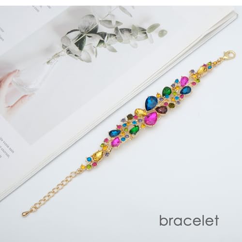 CSY 4 Pcs/Set Austrian Crystal Necklace Earrings Bracelet Ring Bridal Jewelry Sets for Brides Wedding Party Costume Accessories Gifts for Women - color: Multicolour