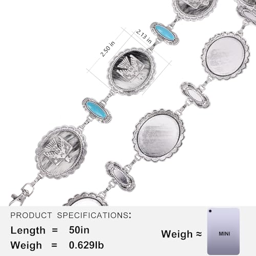 Montana West Rustic Couture's Large Western Concho Metal Belts for Women Cowgirl - color: Brilliant Turquoise