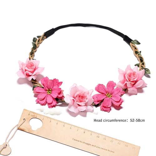 4 Pack Bohemian Flower Crowns - Adjustable Floral Headbands for Women, Bridesmaids Accessories with Silk Flowers for Weddings & Festivals
