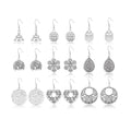 9 Pairs Silver Dangle Earrings for Women Set Retro Vintage Statement Bohemia Boho Drop Earrings Summer Jewelry for Women - style: C
