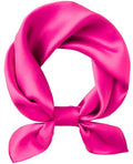 Hioyiwse Satin Square Scarf for Women Solid Color Emulation Silk Handkerchief Hair Ribbon Headband Handbag Purse - color: D7-rose Red(23.6*23.6inch)