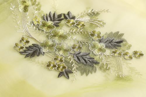 WINCESS YU Women Mulberry Silk Scarf Long & Large Embroidered Floral Pattern Shawl and Wraps Neckerchief for Hair & Neck - color: Gradient Light Green