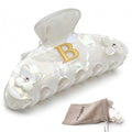 Iridescent Pearl Hair Claw Clip with Butterfly & Initial Charm, Fashionable Acrylic Hair Accessories for Women - color: B