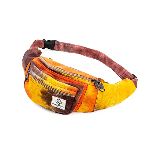 Freakmandu Eco-Friendly Boho Hippie Style Hemp Fanny Pack Cross Body Hip Waist Bag for Hiking Running Jogging (Fall Trip) - color: Fall Trip