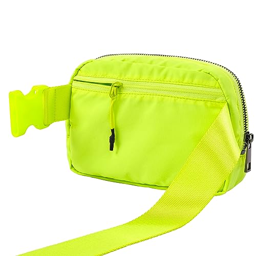 ODODOS Unisex Mini Belt Bag with Adjustable Strap Small Fanny Pack for Workout Running Traveling Hiking, Neon - color: Neon