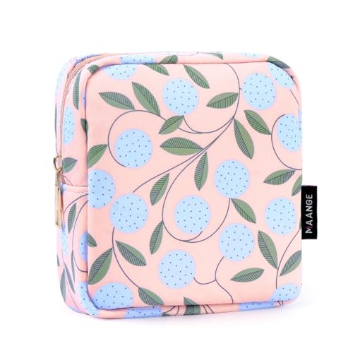 MAANGE Small Makeup Bag for Purse, Portable Cosmetic Bag, Mini Makeup Bag with Slip-in Pockets, Cute Make Up Bag, Pouches for Purse Women (Pink Plants) - color: 1 Piece-Mini