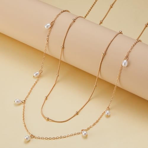 Belly Waist Chain Beads Pearl Coins Layered Belly Chains Boho Gold Plated Sexy Bikini Body Chain Adjustable Jewelry for Women - style: A- charm pearl