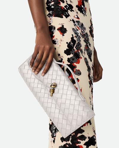 NEWBELLA Handwoven Women's Clutch Purse, Crossbody Bag with Adjustable Strap for Evening & Casual Use - color: White