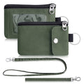 Artpaxy Minimalist Wallet For Mens Womens, Keychain RFID Blocking Zipper Small Wallet with ID Window 2 Lanyards,Water Resistant Travel Cash Card Coin Case Boys Girls - color: Army Green, style: Casual