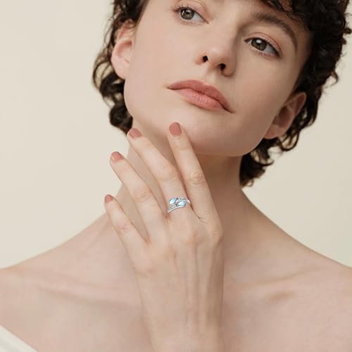 Moonstone Ring for Women 925 Sterling Silver Adjustable Open Ring Boho Statement Jewelry Gift for Her - style: Cross Open Ring