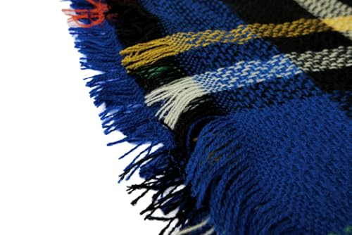 Wander Agio Womens Warm Long Shawl Winter Wraps Large Scarves Knit Cashmere Feel Plaid Triangle Scarf - color: Sapphire Blue 12