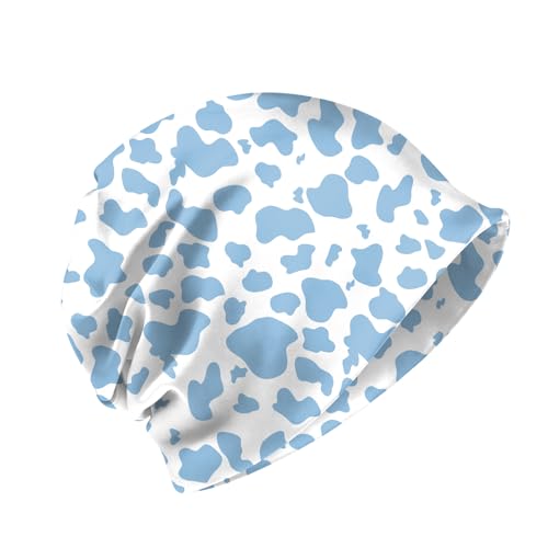 Chemo Caps Slouchy Beanie Hat Stretch Cancer Head Wraps Turban Sleep Headwear Scarf for Women Girls Men - color: I-11-blue Cow