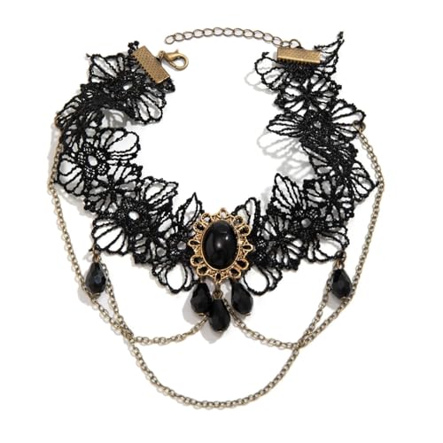 Dainty Black Upper Arm Cuff Bracelet for Women, Gothic Halloween Sexy Lace Harness Armlet Adjustable Upper Arm Chain Bangle Arm Band for Women - color: Lace