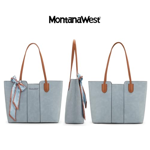 Montana West Tote Bags for Women Top Handle Satchel Purses - color: Pastel Blue