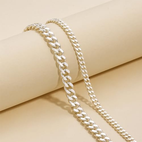 Freekiss Sterling Silver Ankle Bracelets for Women: Dainty Layered Waterproof Anklet for Women Adjustable Womens Anklet Set Stackable Figaro Beaded Cuban Link Anklets Beach Jewelry for Women - color: Layered Cuban Chain-SL