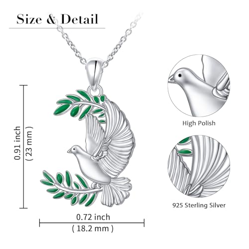 925 Sterling Silver Animal Necklaces Lion/Cat/Phoenix/Bunny/Koalas Necklace Adjustable Chain Animal Lover Pendant Jewelry for Women Men - style: Dove
