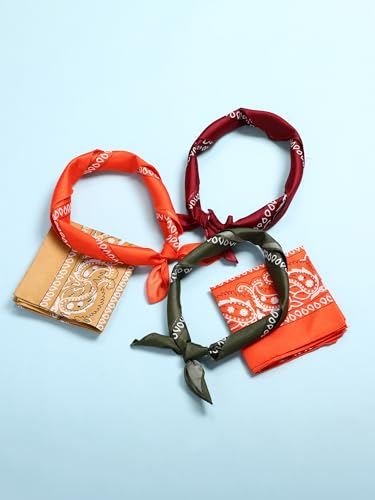 Unittype 36 Pieces Paisley Bandana Cowboy Bandanas Sports Novelty Headband Square Scarf Outdoor for Western Party Costume - color: Harvest Color, style: Simple Style