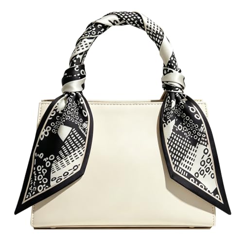 Sumolux Head Hair Scarf for Women Neck Purse Bag Handbags Scarf Like Silk - color: Black White Circles