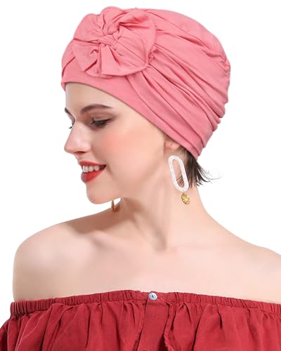 Chemo Headwear for Women Cancer Patients Lightweight Head Coverings for Hair Loss Seasonal - color: Coral