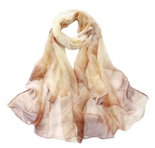 Xyueanlo Scarfs for Women Fashion Scarves Print Pattern Lightweight Sunscreen Scarf Wraps Shawls - color: Lotus Khaki