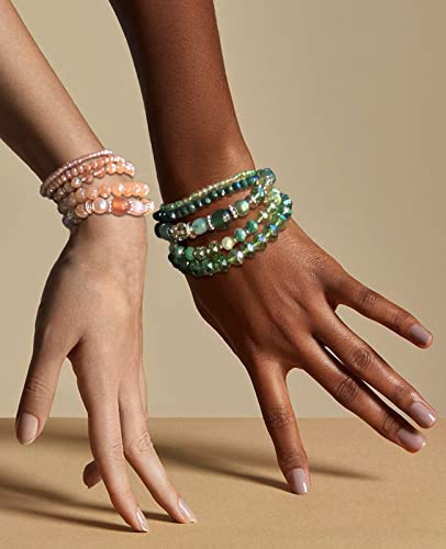 Noessla Beaded Boho Stretch Bracelet Colorful Stackable Crystal Beads Bracelets Trendy Costume Jewelry Mothers Day Gifts for Women - color: 21-Green