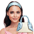 Sumolux Head Hair Scarf for Women Neck Purse Bag Handbags Scarf Like Silk - color: Blue White Flowers