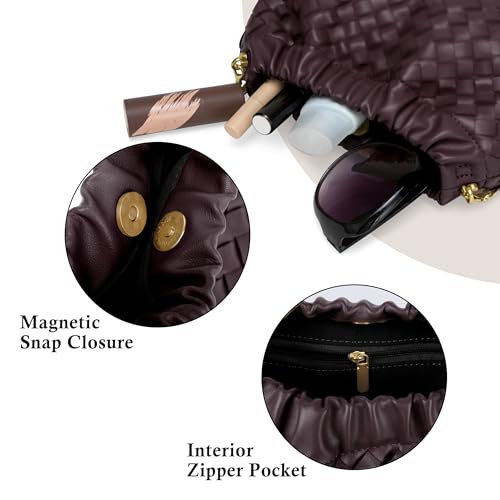 Joryin Woven Women's Crossbody Bag & Evening Purse, Trendy Dumpling Clutch & Hobo Cloud Shoulder Bag Trendy Dumpling Clutch - color: Woven Leather-dark Purpple