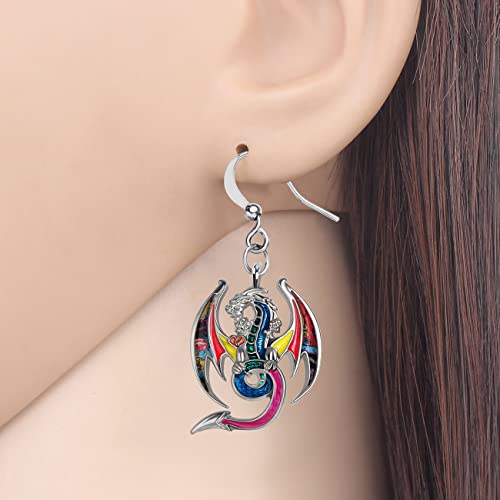 Enamel Alloy Dinosaur Fantasy Dragon Earrings Drop Dangle Unique Animal Jewelry For Women Dragons Gifts - color: Butter
