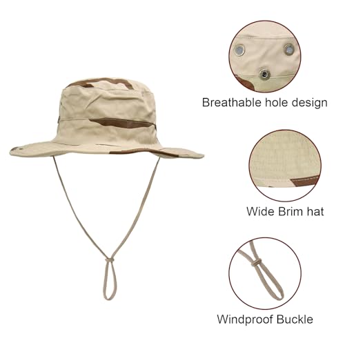 Sun Hats for Men Women Boonie Hat Foldable Fishing Hat UPF 50+ Bucket Hat for Fishing Hiking Garden Safari Beach - color: 1pack-beige Camo1