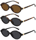 WOWSUN Retro Oval Sunglasses Womens Trendy Sun Glasses Sunnies UV400 Protection - color: 3 Pack: Black+tortoise Frame Brown Lens+tortoise Frame Grey Lens