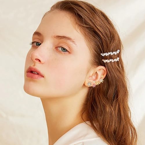 Star Crystal Ear Cuff Earrings for Women Rhinestone Ear Climber Earrings Cubic Zirconia North star Ear Crawler Earrings for Mom Wife - color: Multicolor