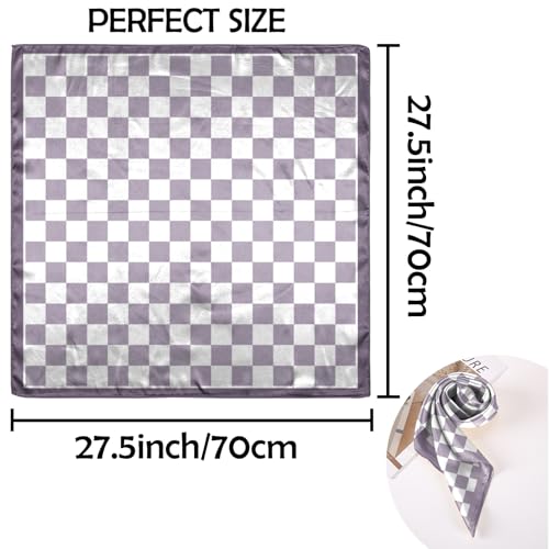 Scarf Silk Feeling Square Satin Head Hair Scarf Wrap 27.5 Inches Headwear Aesthetic Cute Decoration Women Girls - color: V-2-purple