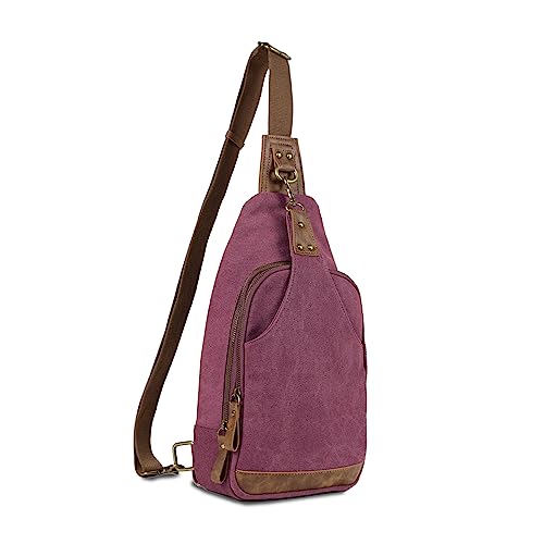 Glacier Canvas Concealed Carry Sling Bag Crossbody Backpack Purse for Men Women | Concealed Carry - color: Wine
