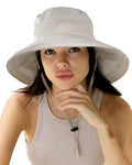 Sun Hats for Women Gardening Hat Wide Brim Ponytail Beach Sun Protection Breathable Cotton Summer Hat with Fold-Up Brim - color: Beige
