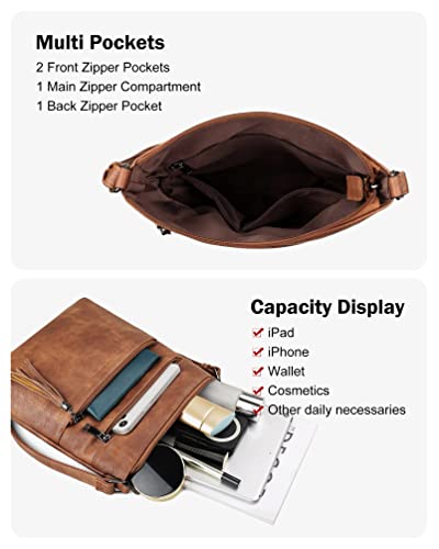 MASINTOR Crossbody Purses for Women, Multi Pocket Casual Crossbody Bag, Adjustable Strap Shoulder Bag with Tassel - color: Mocha Brown