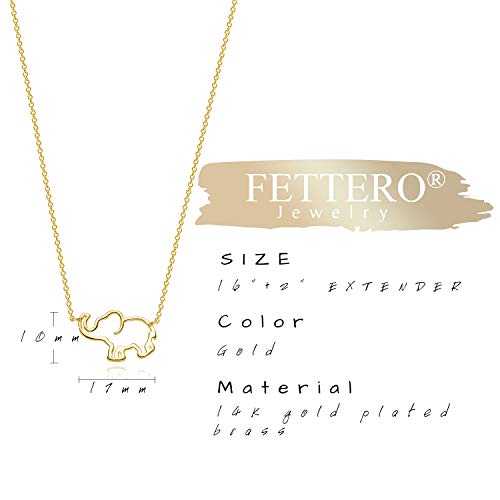 Fettero Animal Necklaces for Women 14K Gold Plated Charm Snake Necklace Elephant Bird Cat Butterfly Pendant Cute Dainty Necklace Jewelry - style: Elephant / Gold