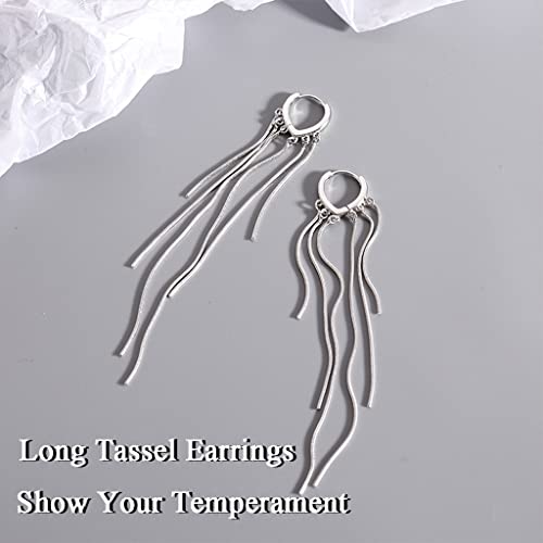 Sterling Silver Women's Tassel Earrings | 925 Silver Chandelier Threading Long Gold Dangle Earrings