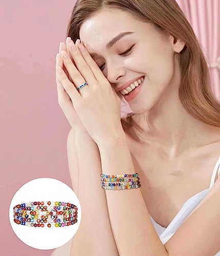 Noessla Beaded Boho Stretch Bracelet Colorful Stackable Crystal Beads Bracelets Trendy Costume Jewelry Mothers Day Gifts for Women - color: Colorful