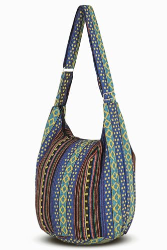 Your Cozy Hobo Sling Bags For Women Crossbody Bag Thai Top Handmade Shoulder Bag with Adjustable Strap - color: Naga-blue