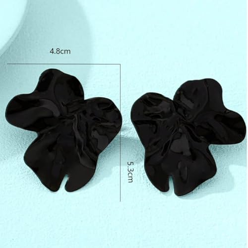Statement Chunky Gold Large Silver Earrings for Women Trendy, Big Irregular Geometric Dainty Liquid Metal Stud Earrings Simple Prom Party Jewelry Gift - color: Black -Cute