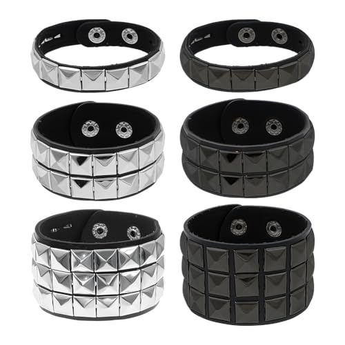 Adjustable Leather Bracelets, Leather Wrap Bracelets Leathers Cuff Bracelet Leathers Wristband for Women for DIY Craft Jewelry Making - style: Punk