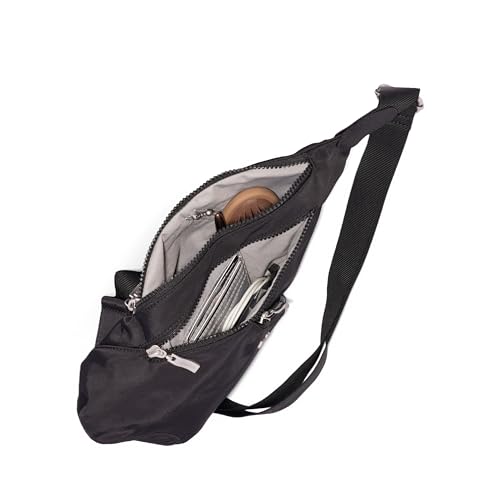 Baggallini Mini Sling - 12x7 Sling Crossbody Bag Backpack with Adjustable Shoulder Strap - color: Black Twill