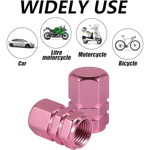 alpmosn Aluminum Tire Stem Valve Caps Wheel Valve Covers Car Dustproof Tire Cap Cover Accessories, Universal for SUV, Car, Bike and Motorcycle，Hexagon Shape (Pink) - color: Pink