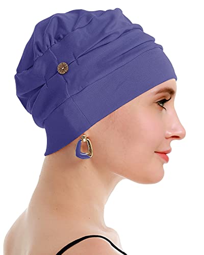 osvyo Cotton Chemo Turbans for Women Cancer Hairloss hat - Cotton Lightweight Headwear Sealed Packaging - color: Cotton Denim Blue
